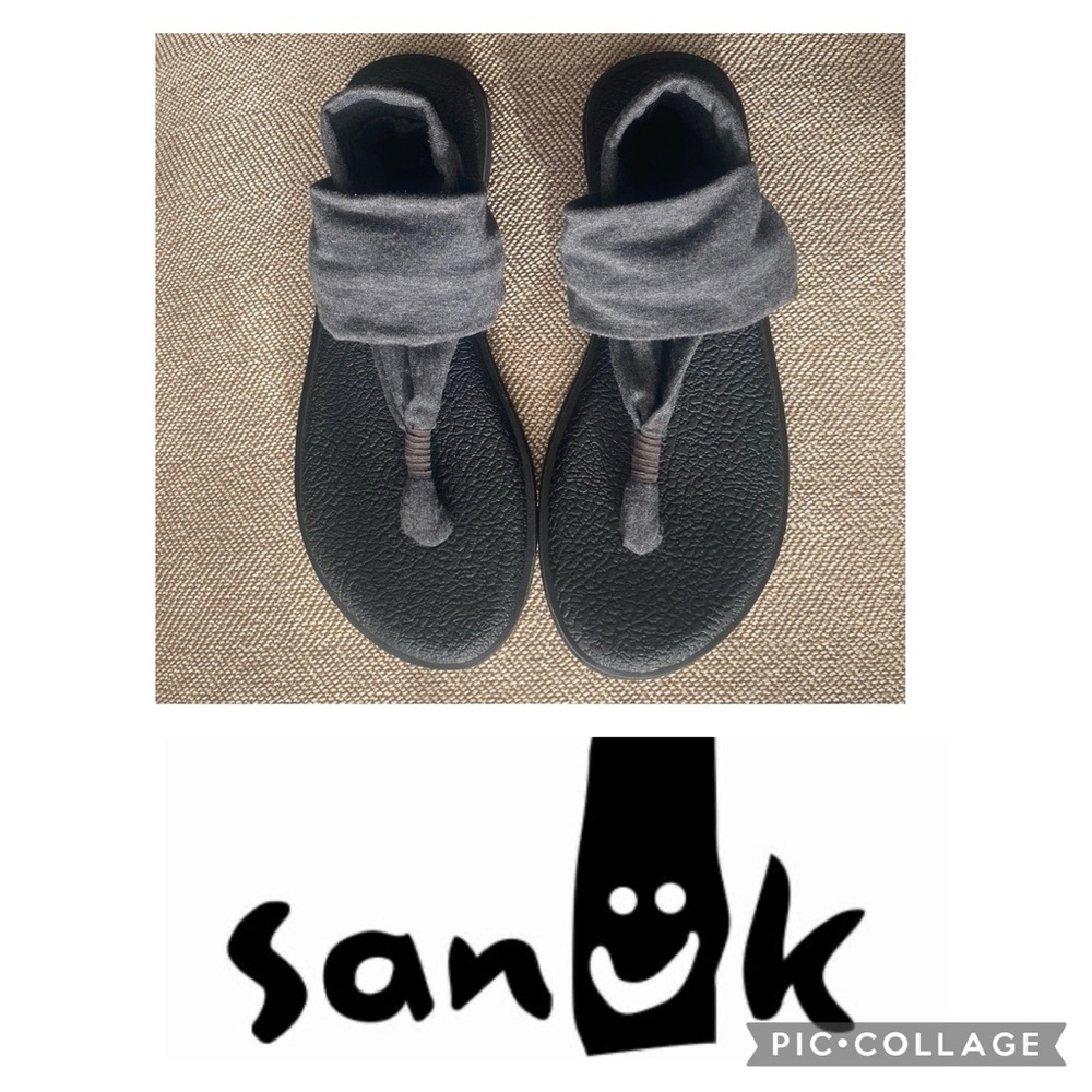 Sanuk Yoga Sling 2 Jersey Knit Sandal in Charcoal Gray. Size 8. Like New.